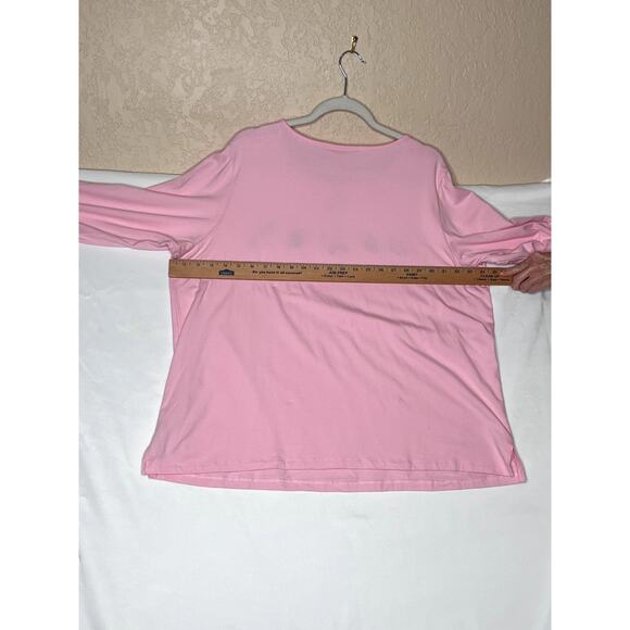 Quaker Factory womens size 1X tunic pink fireflies butterflies pastel - Picture 4 of 11